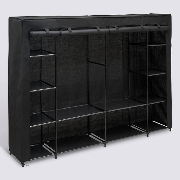 Penderie double vestiaire 2 étagères 230 x 45 x 165 cm noir