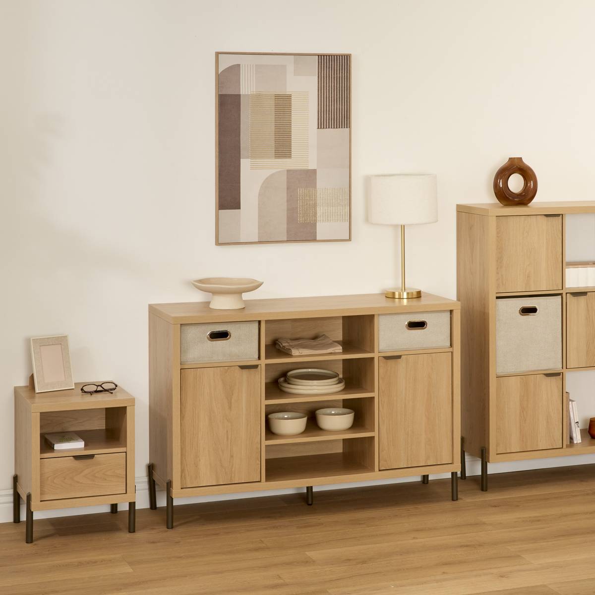 Buffet long 120,5 cm effet chêne naturel