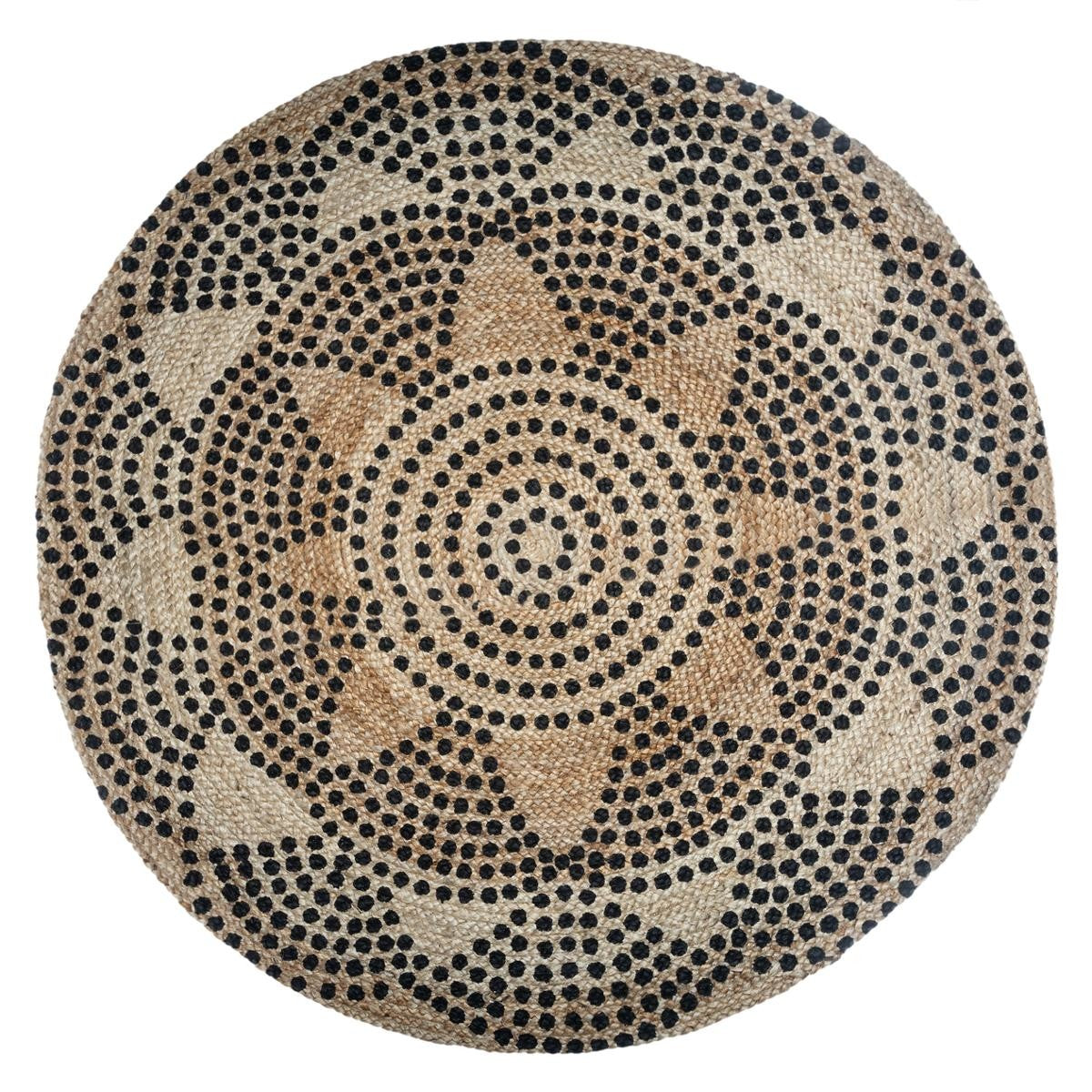 Tapis rond imprimé en jute D120