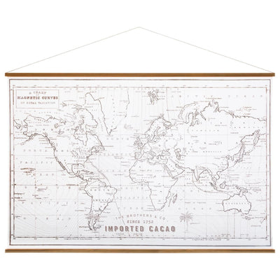 Toile carte du monde 110x73 blanche