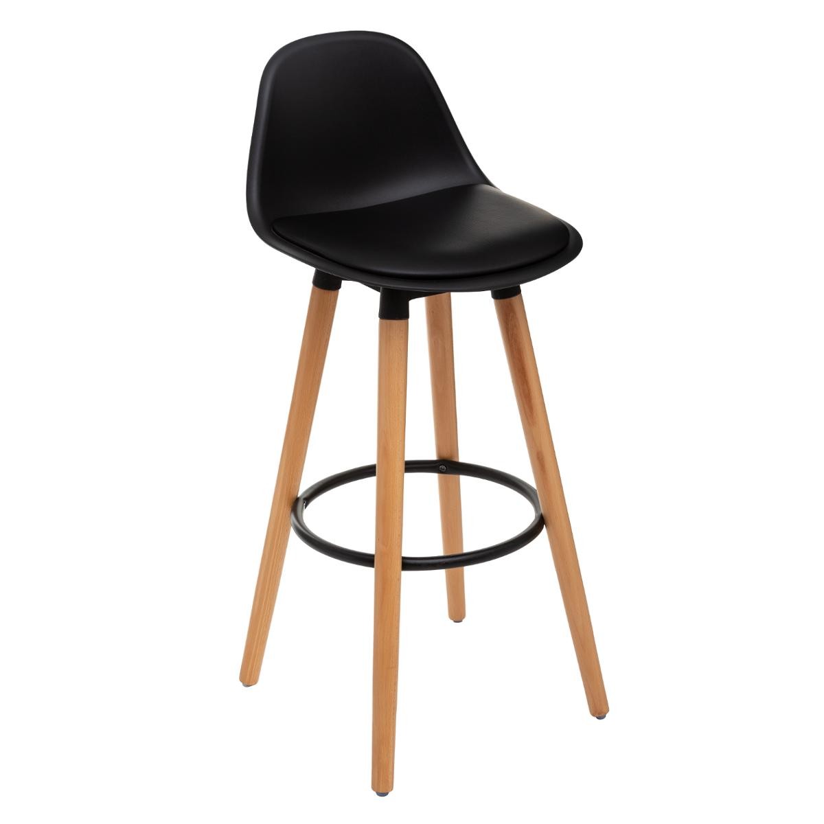Tabouret en bois et simili noir