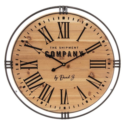Horloge en bois et métal D60