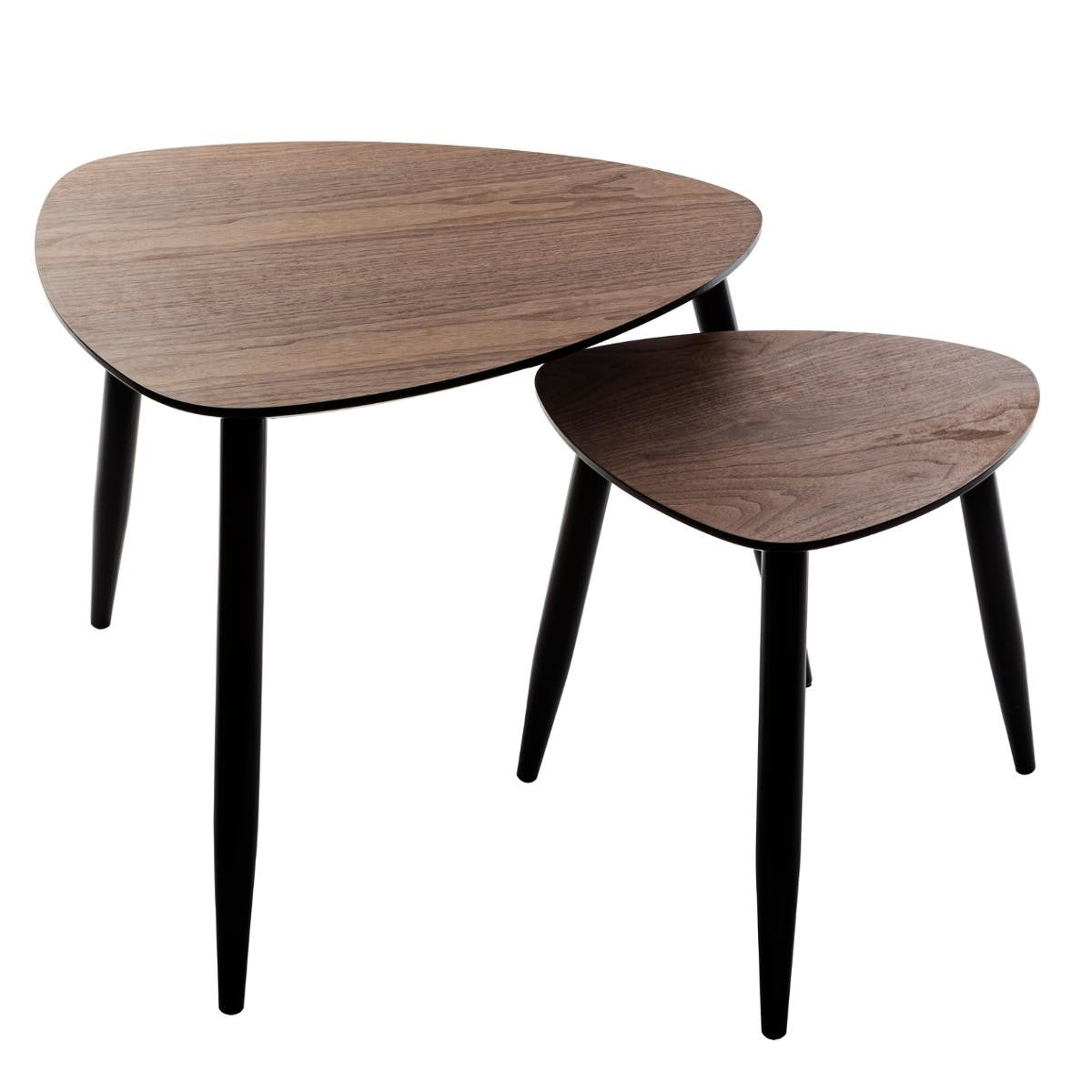 Lot de 2 tables basses effet noyer