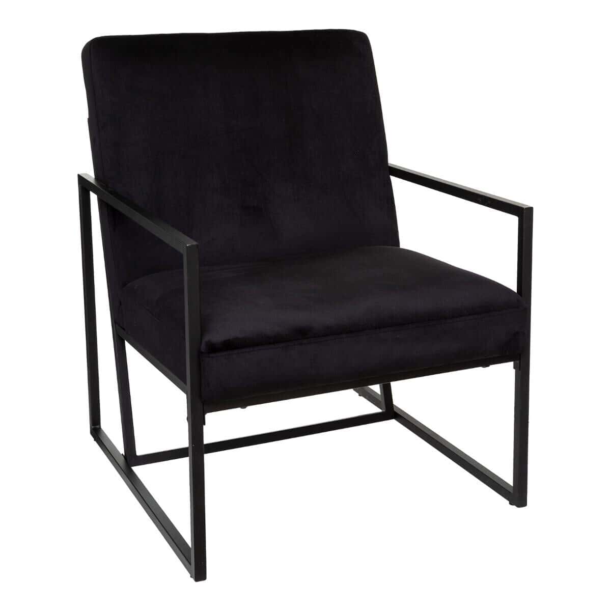 Fauteuil en velours noir et métal