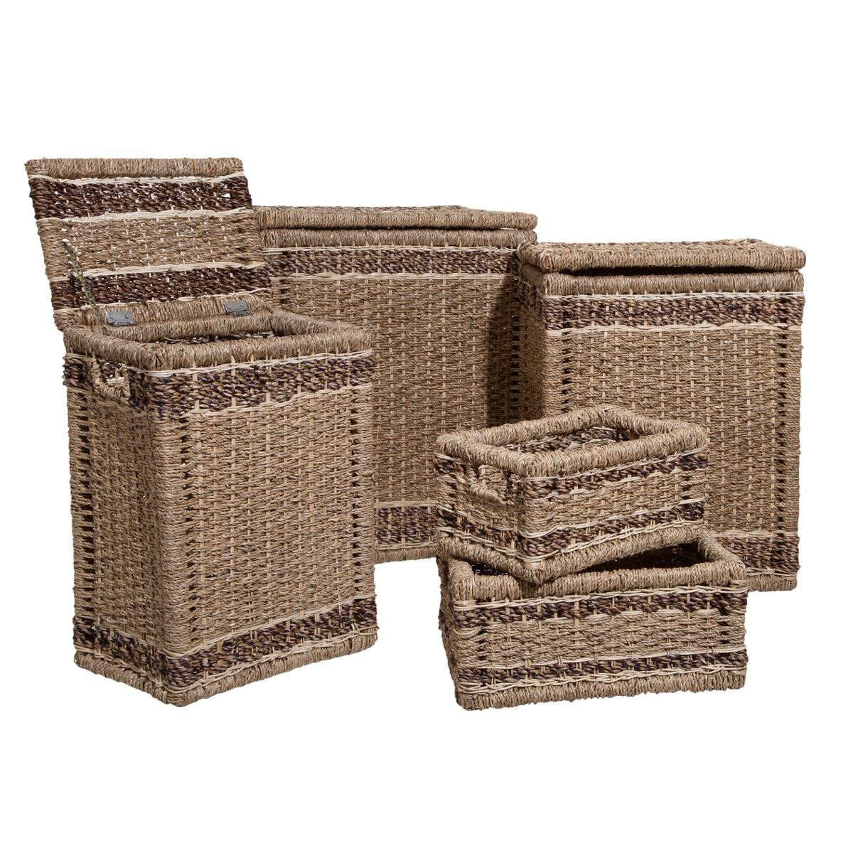 Lot de 5 paniers de rangement en roseau naturel