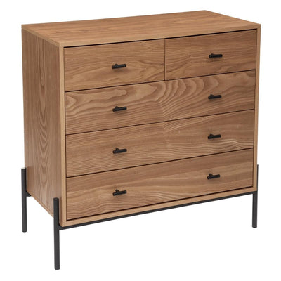 Commode en bois et métal 5 tiroirs