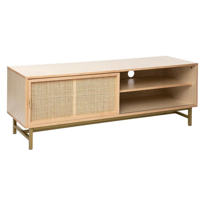 Meuble tv en métal et cannage 140×50