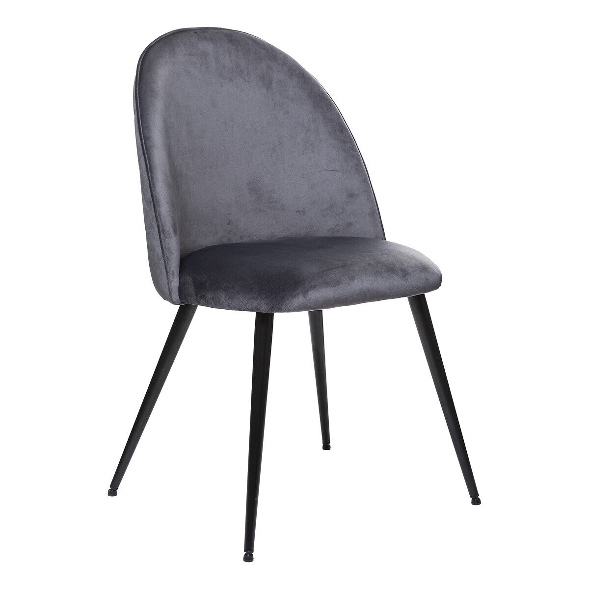 Lot de 4 chaises en velours gris pieds métal noir