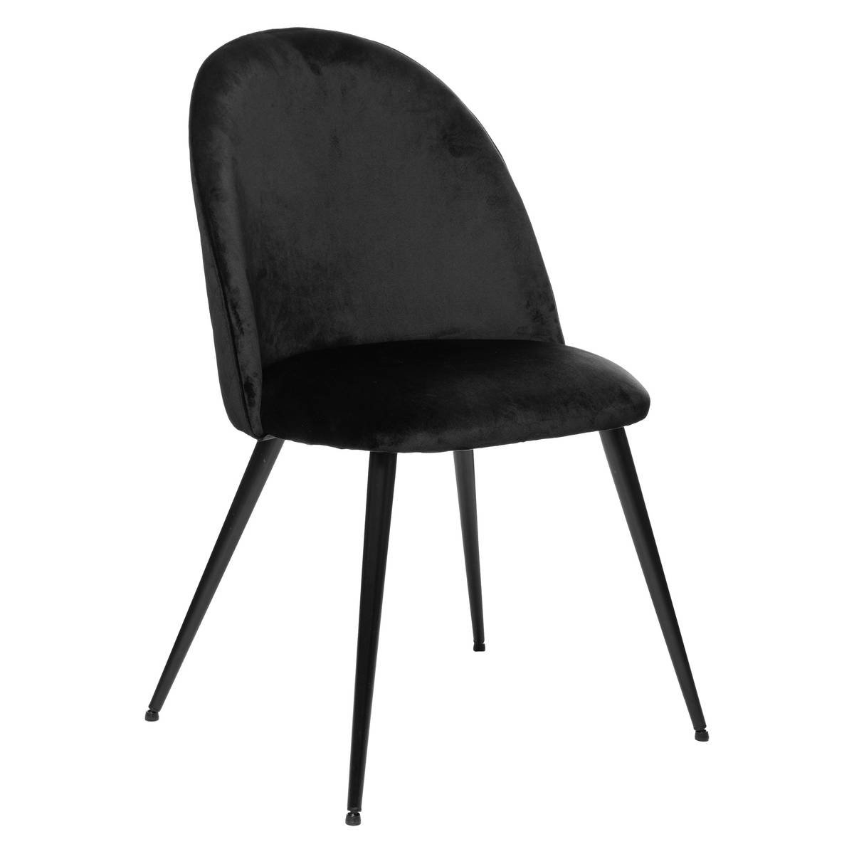 Lot de 4 chaises en velours noir pieds métal noir