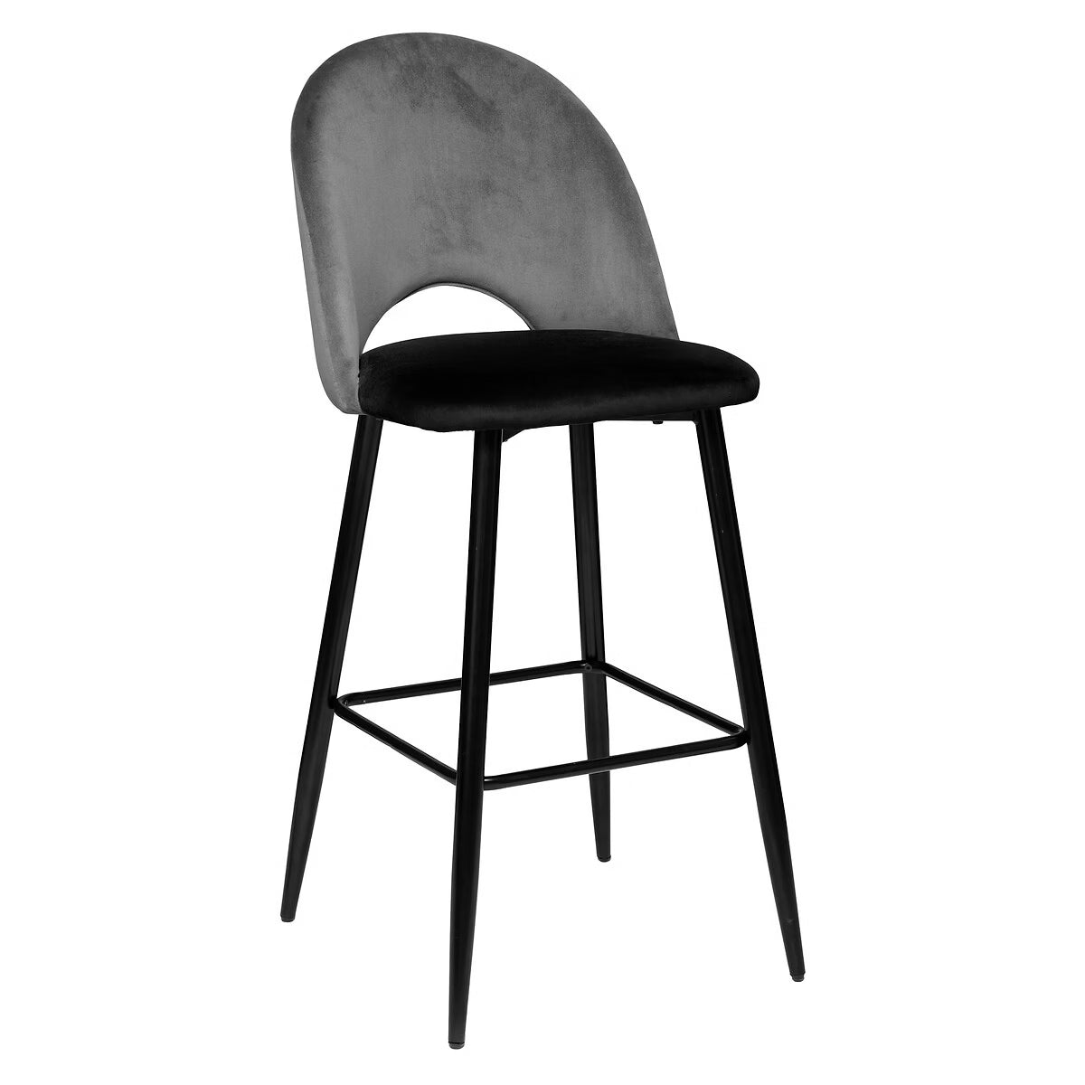 Tabouret art déco en velours gris et noir