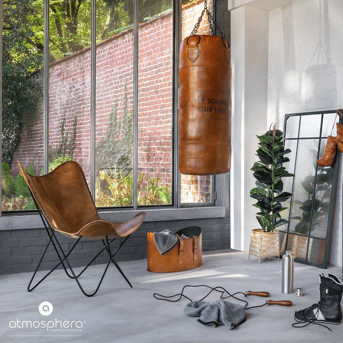 Sac de boxe H100 cm cuir marron
