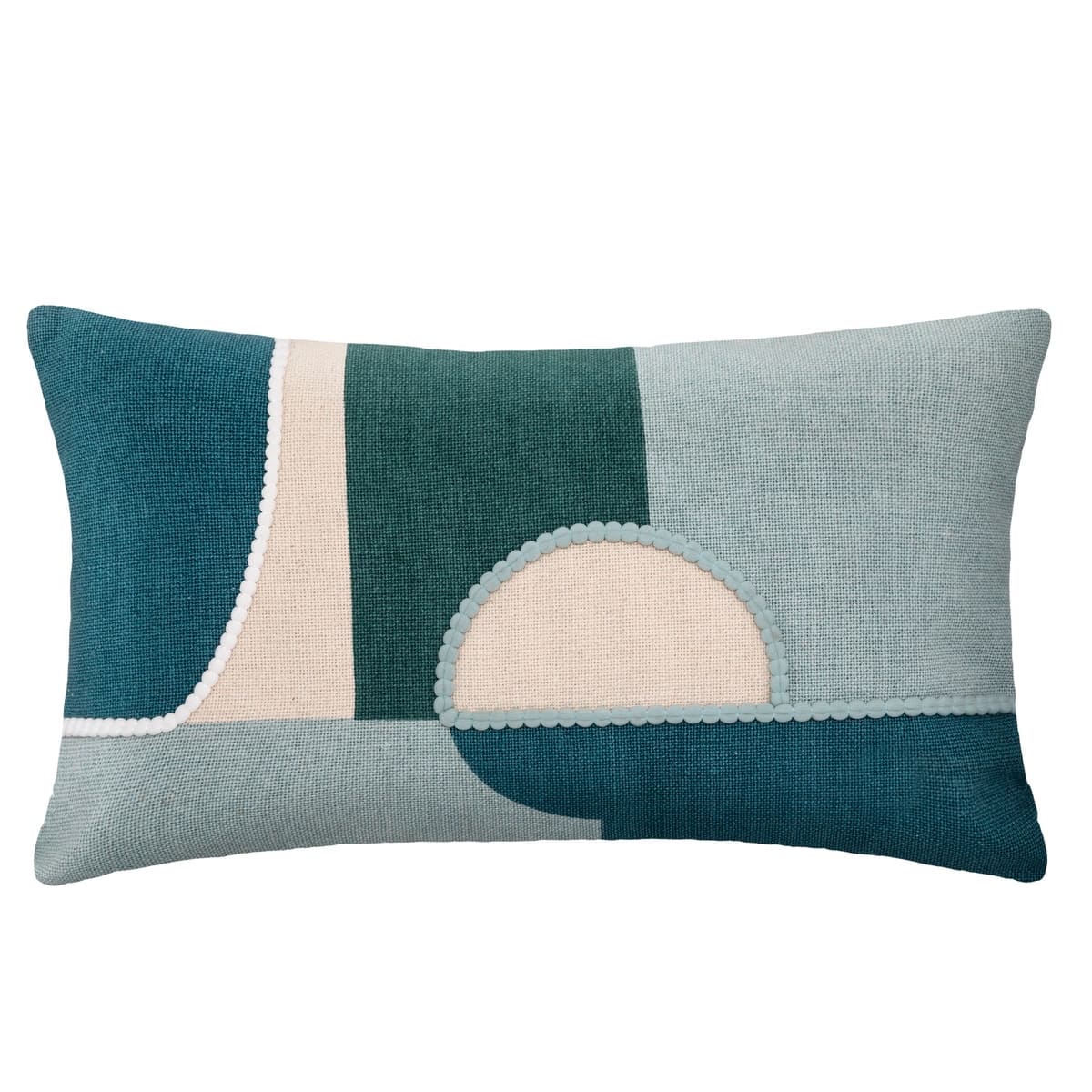 Coussin art déco bleu/vert 30x50