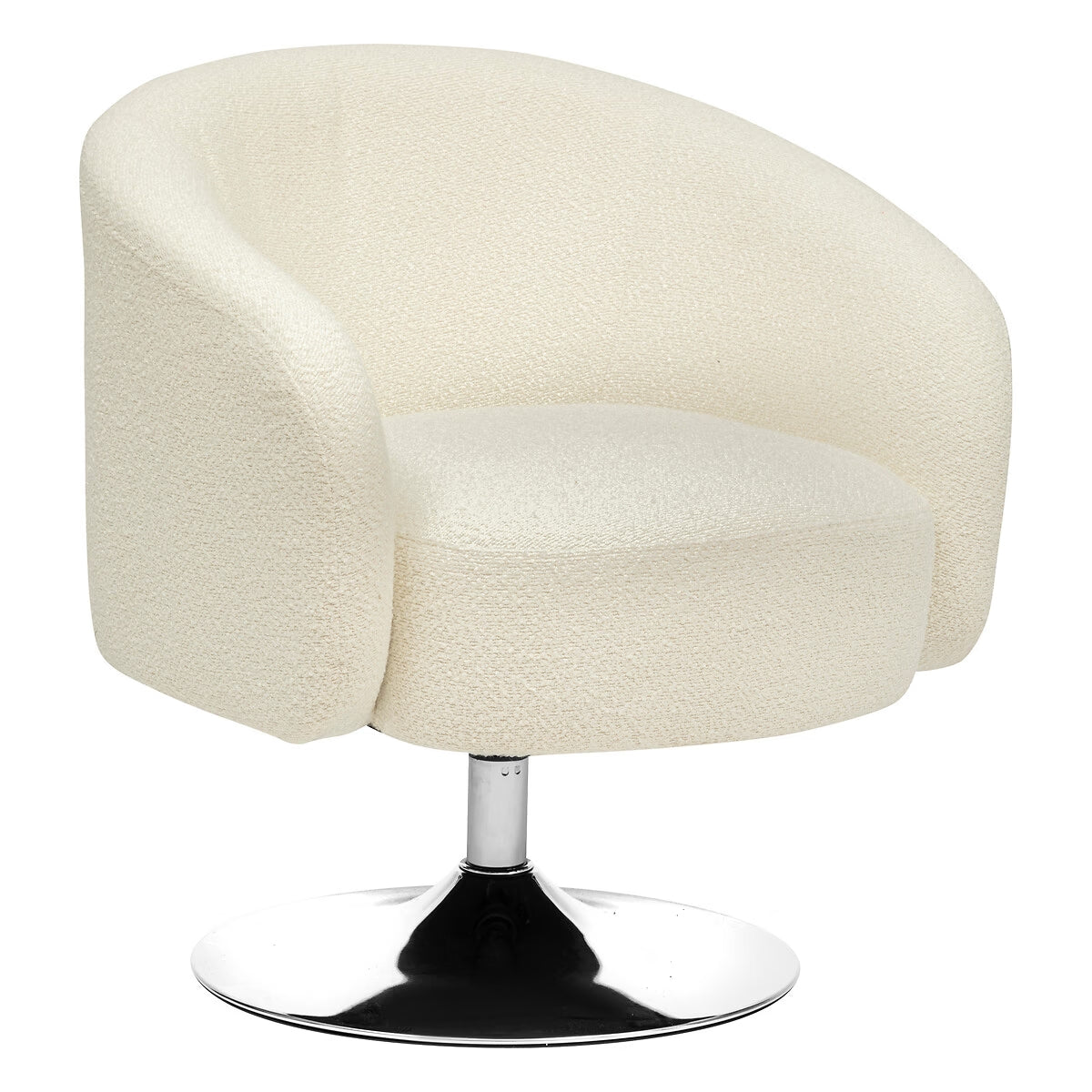Fauteuil blanc bouclette pivotant en tissus ultra confort