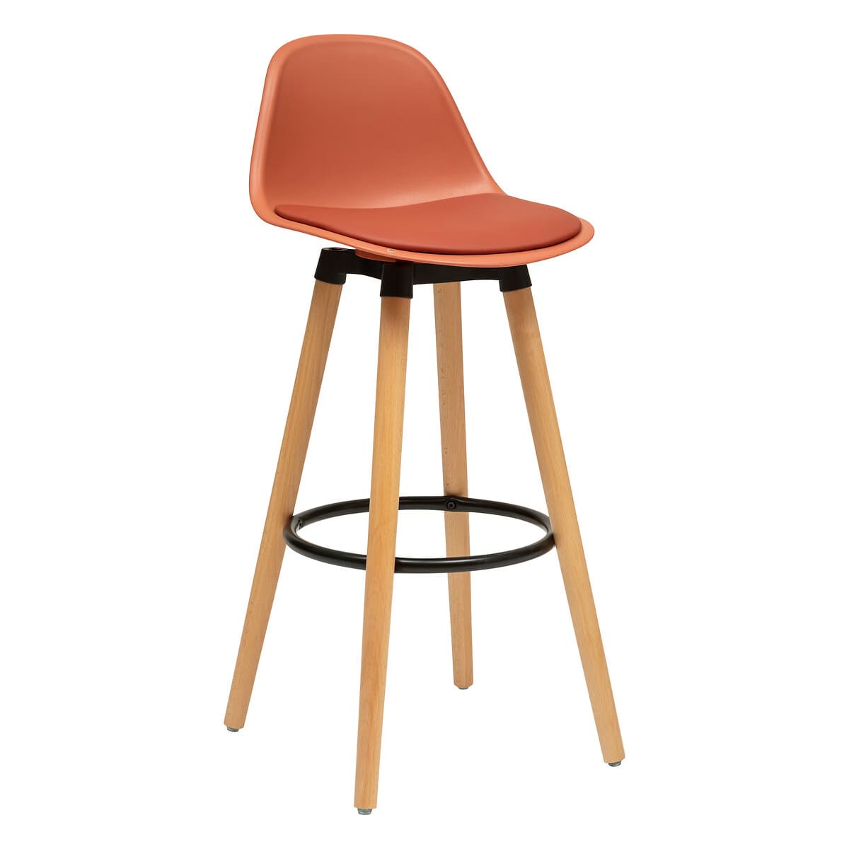 Tabouret terracotta en métal et bois