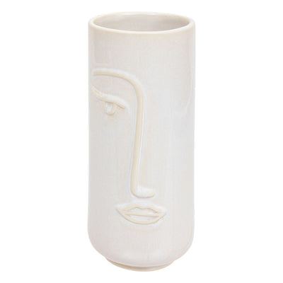 Vase en céramique blanche visage H25