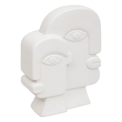 Déco à poser visage en céramique blanche H26