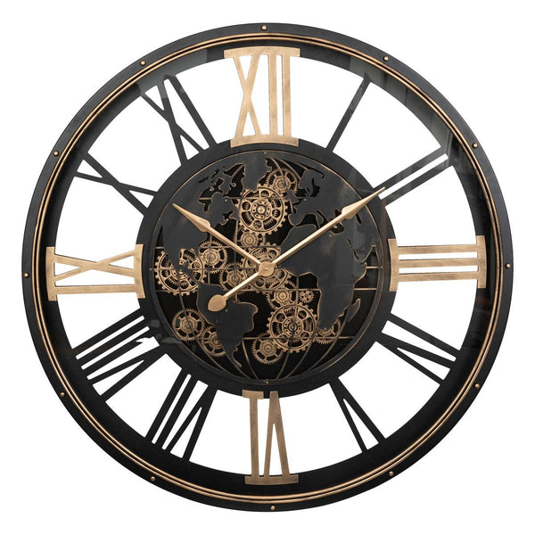Très grande horloge murale squelette à engrenages mobiles D110 cm