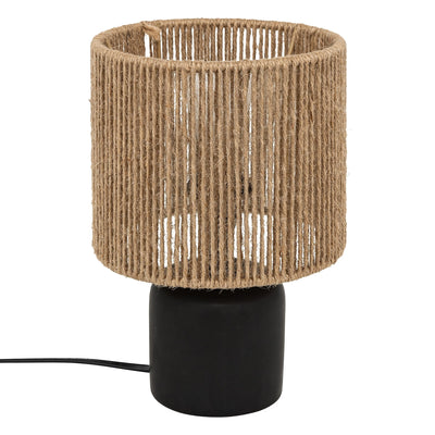 Lampe céramique noire corde H24
