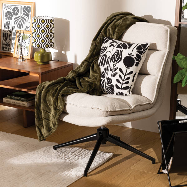 Fauteuil pivotant capitonné en tissu gris perle pied étoile