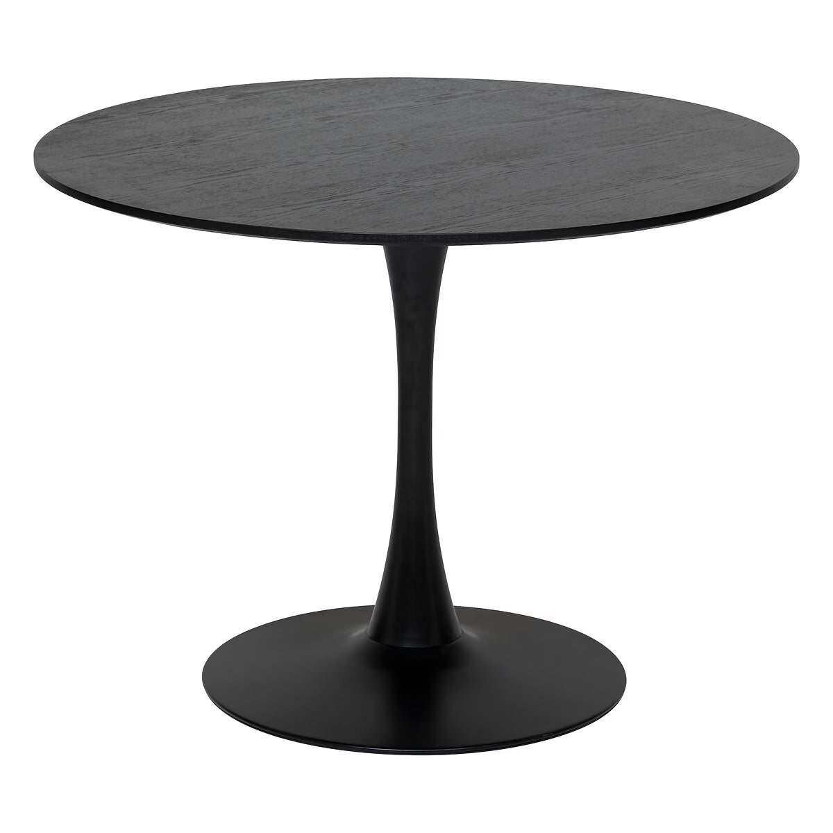 Table tulipe art déco pied noir et plateau noir D100 (4 personnes)