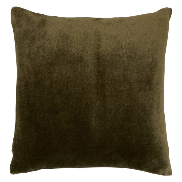 Coussin velours kaki 38x38