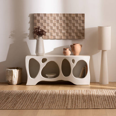 Décoration murale en bois relief géométrique beige 56 x 111 cm