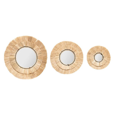 Lot de 3 miroirs en raphia L90