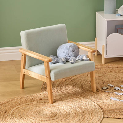 Fauteuil enfant vert céladon et bois