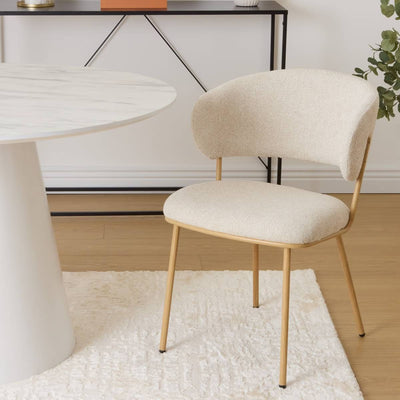 Chaise en métal et tissus beige