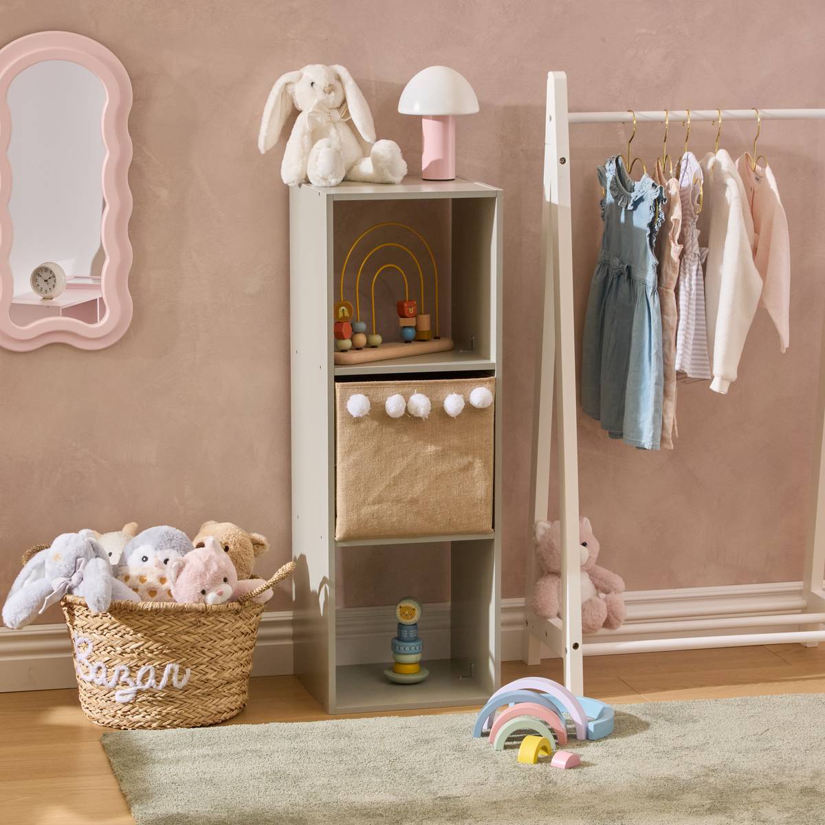 Meuble de rangement 3 cases vert H95 cm