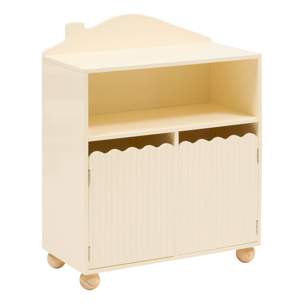 Bibliothèque enfant forme maison avec portes beige L60 cm