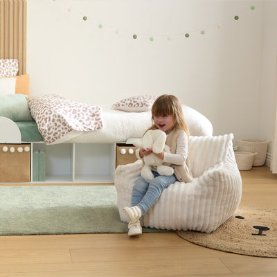 Fauteuil enfant velours côtelé blanc L70 cm