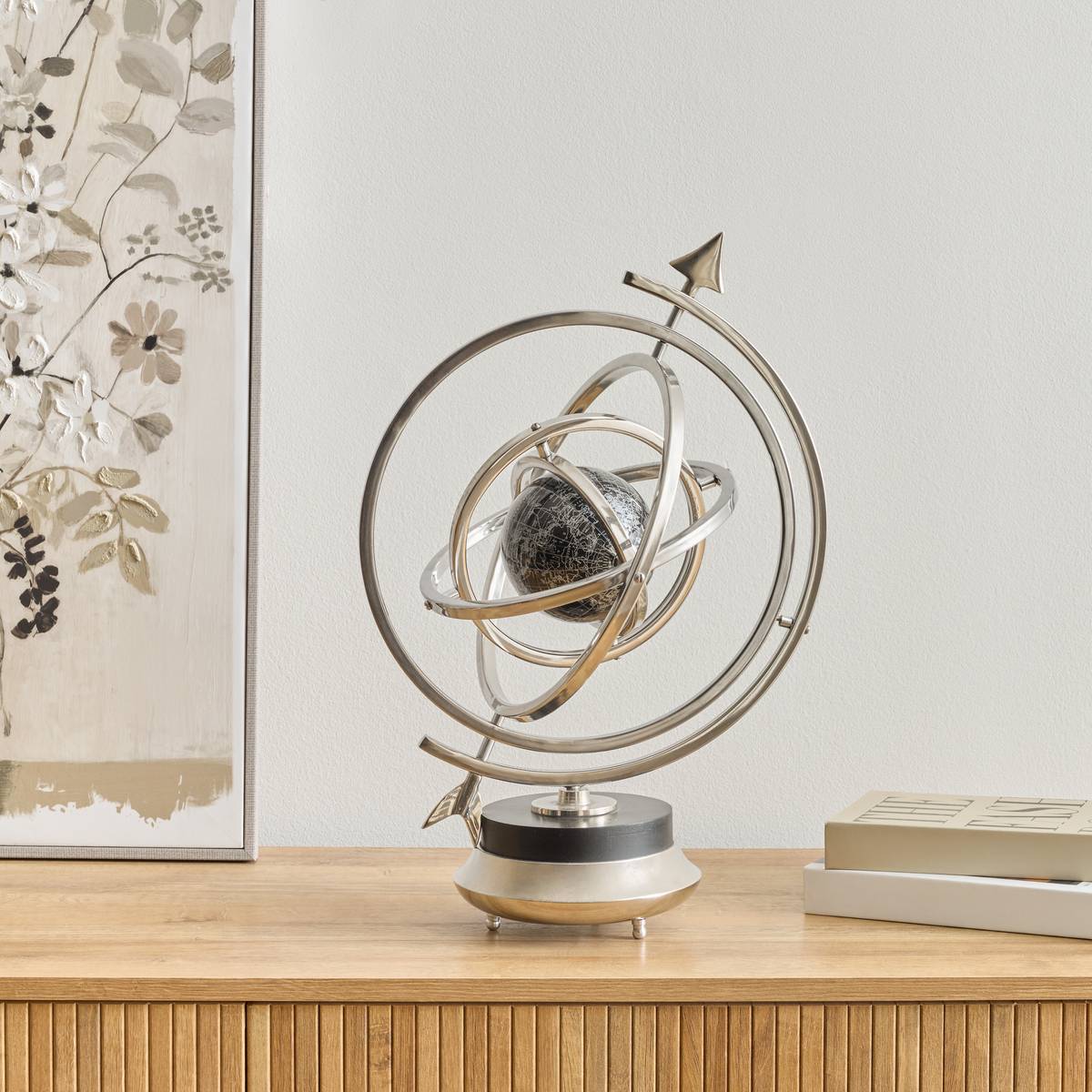 Globe décoratif en aluminium H45 cm argent