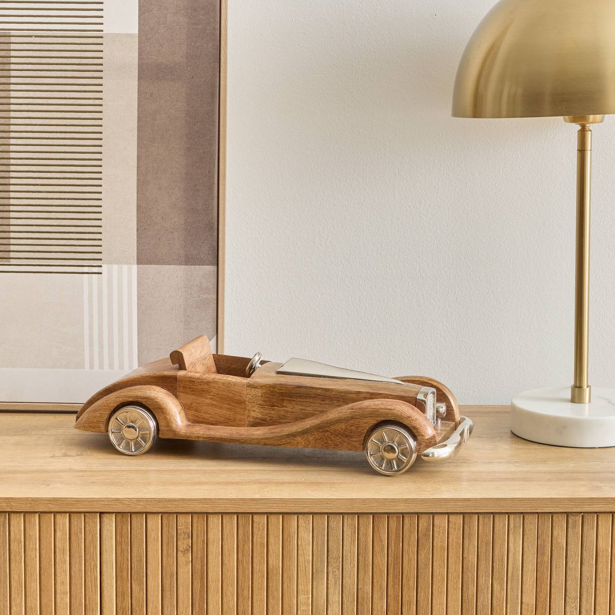 Voiture décorative bois et aluminium L43 cm