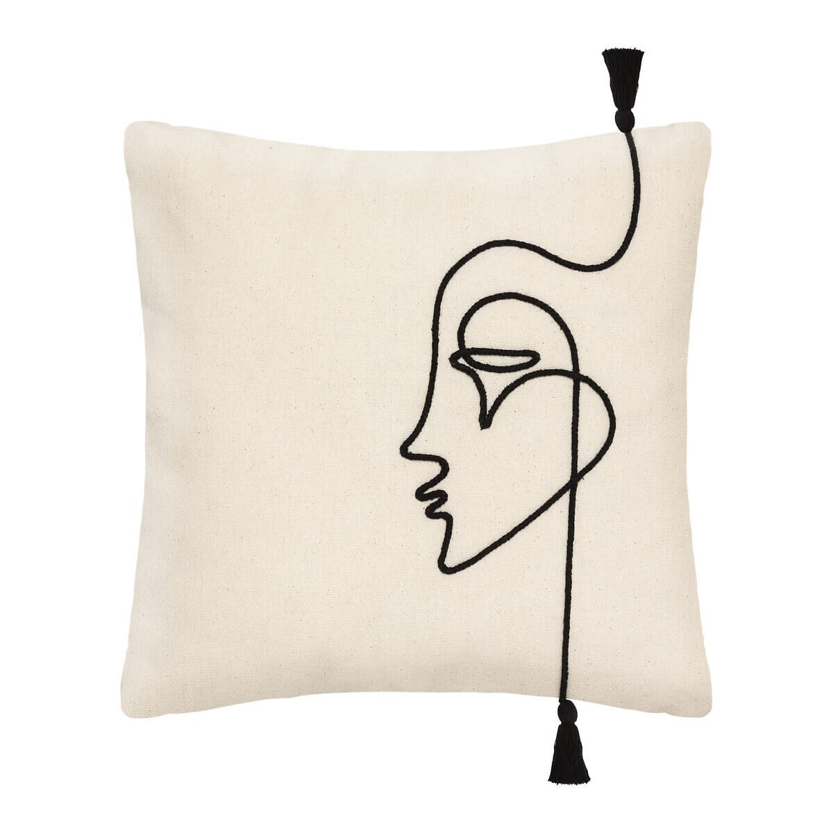 Coussin visage beige 40x40