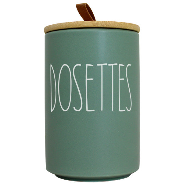 Pot en céramique vert olive avec couvercle bambou DOSETTE