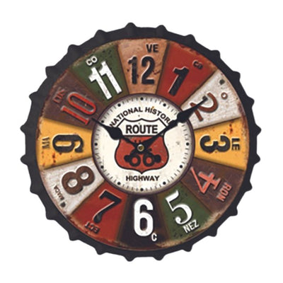 Horloge en métal route 66 D33 multicolore noir