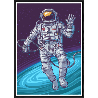 Tableau astronaute avec cadre noir POP – Taille 32x42