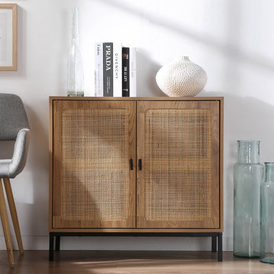 Buffet 2 Portes et Rotin Naturel L80
