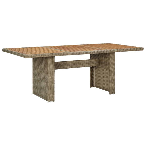 Table à manger d'extérieur/jardin marron en bois et résine tressée 200x100 (MARKETPLACE)