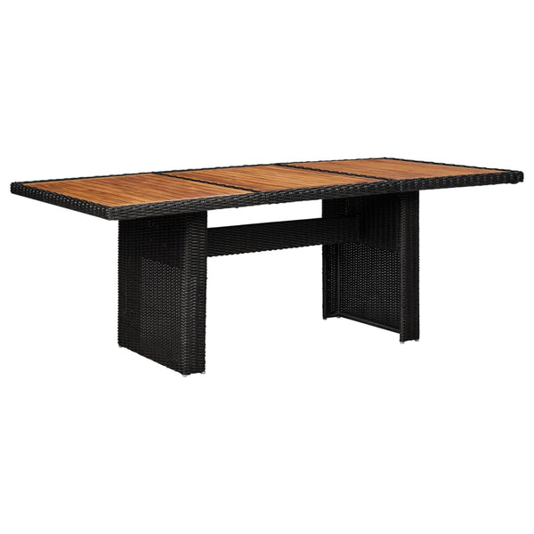 Table à manger d'extérieur/jardin noire en bois et résine tressée 200x100 (MARKETPLACE)