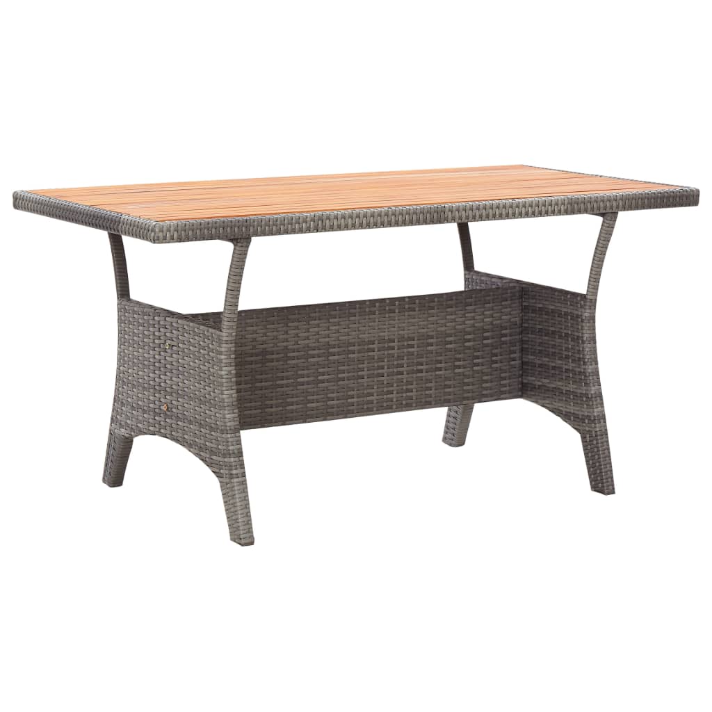 Table à manger d’extérieur/jardin grise en bois et résine tressée 120×70 (MARKETPLACE)