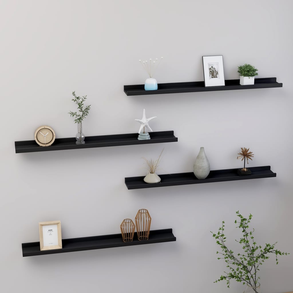 Lot de 4 étagères noires 80x9 (MARKETPLACE)