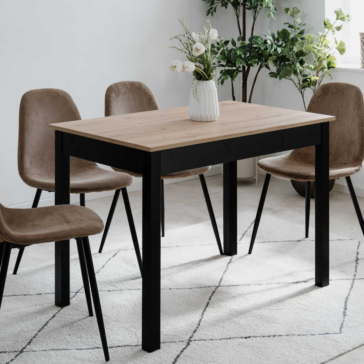 Table à manger 4 personnes en bois 67x110cm - Fabriqué en Europe