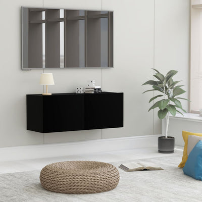 Meuble TV en bois noir 80x30