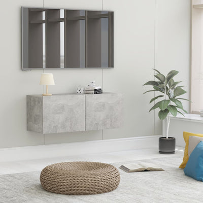 Meuble TV en bois gris 80x30
