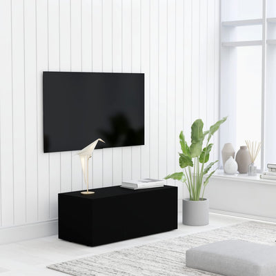 Meuble TV en bois noir 80x35
