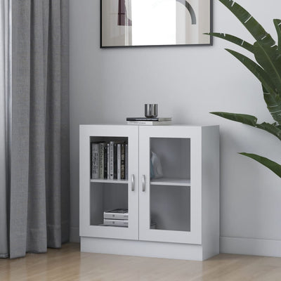 Commode en bois blanc et verre 83x80 (MARKETPLACE)