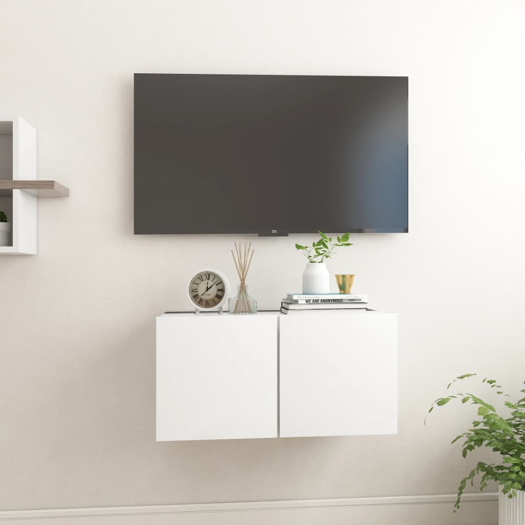 Meuble TV suspendu en bois blanc 60x30 (MARKETPLACE)