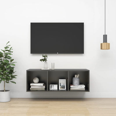Meuble TV mural en bois gris 105x37